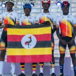 Team Uganda mit LCU-Mitglied Paul Miiro bei der UCI Afrika Strassenradmeisterschaft